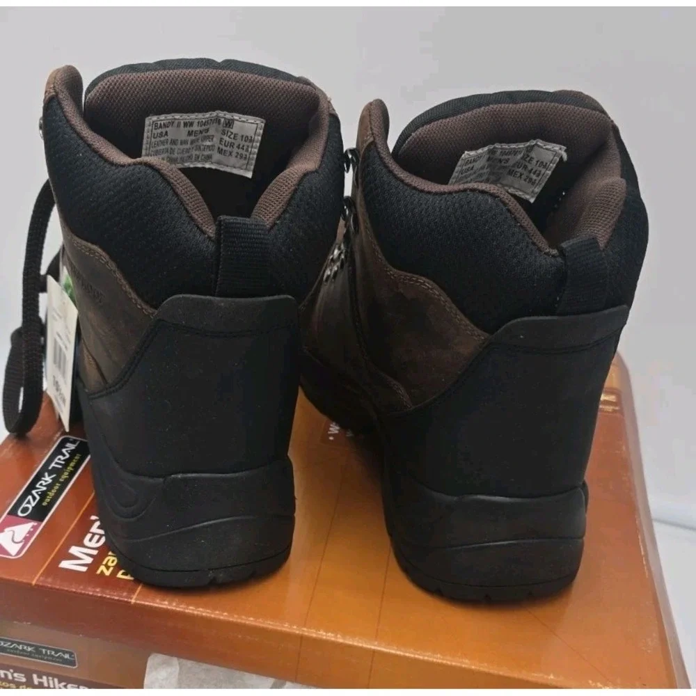 Mens Brown Leather Sneakers Size 10.5 Ozark Trail Hiking Shoes NEW
